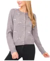 Cece Ribbon Applique Cardigan In Gray