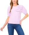 Cece Women's Ribbon Applique Short Sleeve Pullover Sweater In Purple