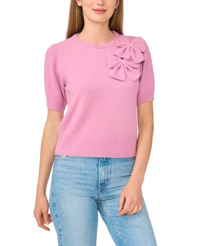 Cece Women's Ribbon Crewneck Short-sleeve Sweater In Multi