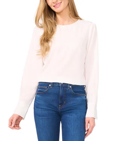 Cece Women's Round-neck Long-sleeve Floral-eyelet Top In New Ivory
