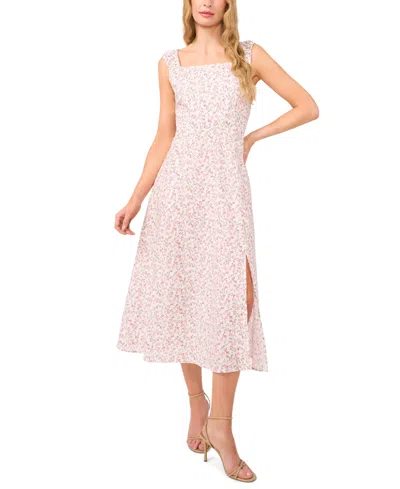 Cece Women's Ruched Strap Square Neck Midi Dress In New Ivory
