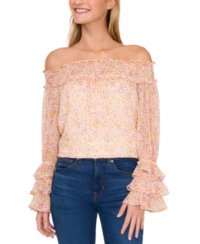 CECE WOMEN'S RUFFLE-CUFF OFF-THE-SHOULDER BLOUSE