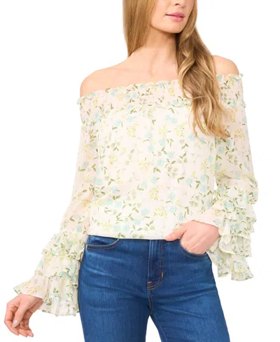 Cece Women's Ruffle-cuff Off-the-shoulder Blouse In New Ivory