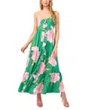 Cece Floral Ruffle Maxi Sundress In Medium Green