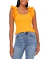 Cece Ruffle Shoulder Rib Tank In Radiant Yellow