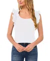 Cece Ruffle Sleeveless Rib Knit Tank Top In Ultra White
