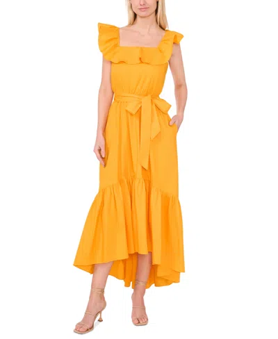 Cece Women's Ruffle Square-neck High-low Midi Dress In Radiant Yellow