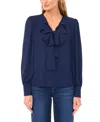 Cece Women's Ruffle Tie V-neck Top In Blue