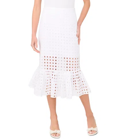 Cece Women's Ruffle Tiered Midi Skirt In White