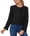 Cece Ruffle Trim Tweed Jacket In Rich Black