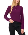 Cece Ruffle Trim Knit Henley In Dark Forest