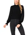 Cece Sequin Sleeve Mock Neck Sweater In Black