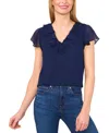 Cece Ruffle Trim Yoryu Top In Classic Navy