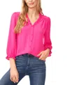 Cece Ruffle V-neck Blouse In Bright Rose