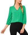 Cece Ruffle V-neck Blouse In Vivid Green