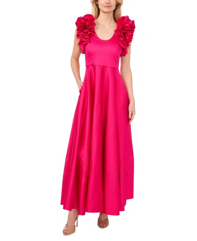 Cece Women's Ruffled Cap Sleeve Maxi Dress In Bright Rose