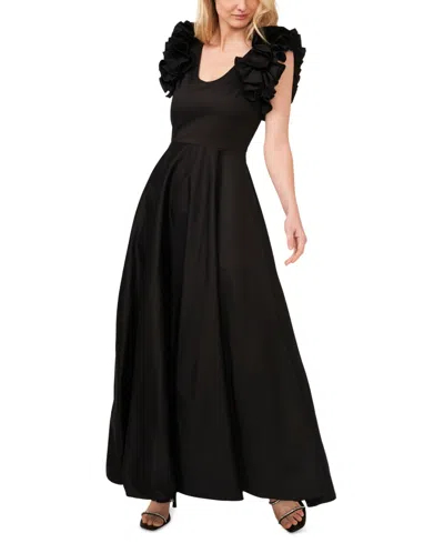 Cece Women's Ruffled Cap Sleeve Maxi Dress In Rich Black
