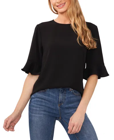 Cece Women's Ruffled-cuff 3/4-sleeve Crew Neck Blouse