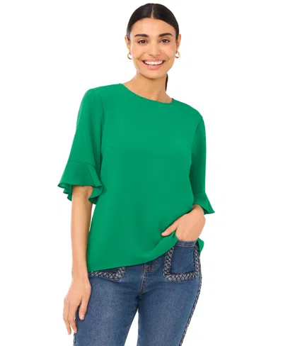 Cece Women's Ruffled-cuff 3/4-sleeve Crew Neck Blouse