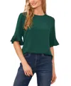 Cece Womens Solid Bell Sleeve Blouse In Green