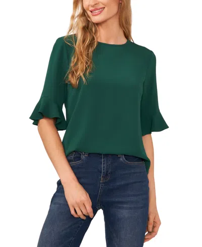 CECE WOMEN'S RUFFLED-CUFF 3/4-SLEEVE CREW NECK TOP