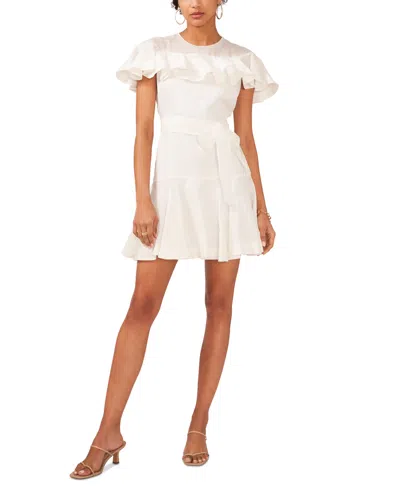 Cece Women's Ruffled Flutter-sleeve Fit & Flare Dress In New Ivory