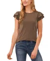 Cece Womens Ruffled Crewneck Blouse In Dusty Olive