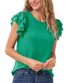 Cece Women's Ruffled Flutter-sleeve Short Sleeve Knit Top In Lush Green