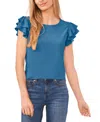 Cece Women's Ruffled Flutter-sleeve Short Sleeve Knit Top In Mallard Blue