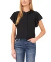 Cece Flutter Sleeve Top In Rich Black