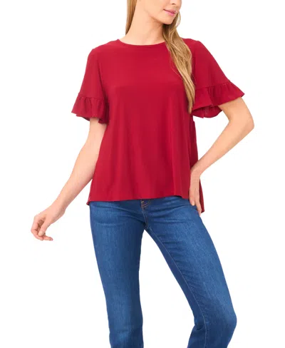 Cece Women's Ruffled Short-sleeve Tiered Top In Red