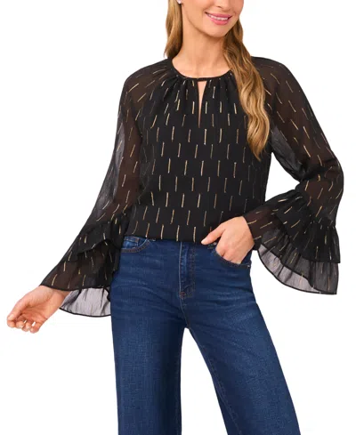 Cece Women's Ruffled Tiered Flowy Long-sleeve Top In Black