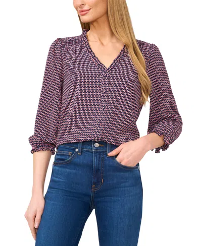 Cece Women's Ruffled V-neck Button-front Blouse In Soft Peach