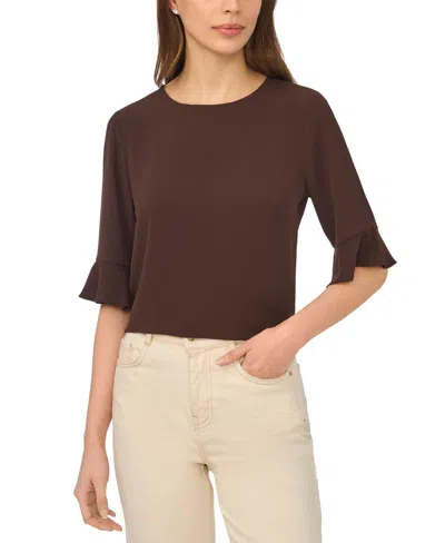 Cece Women's Ruffled-cuff 3/4-sleeve Crew Neck Top In Multi