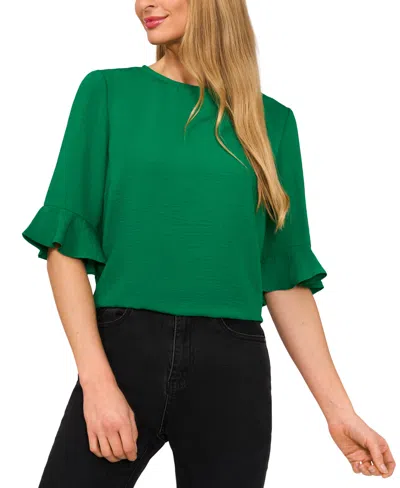 Cece Women's Rumple Crewneck 3/4-sleeve Ruffled Cuff Blouse
