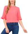 Cece Ruffle Cuff Top In Pink