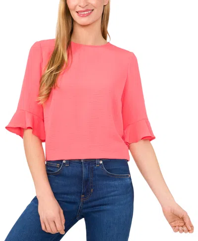 Cece Women's Rumple Crewneck 3/4-sleeve Ruffled Cuff Blouse