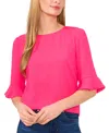 Cece Women's Rumple Crewneck 3/4-sleeve Ruffled Cuff Blouse