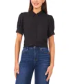 Cece Scallop Short Sleeve Top In Black