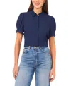 Cece Scallop Short Sleeve Top In Blue