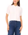 Cece Scallop Short Sleeve Top In White