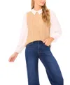 Cece Women's Scallop Edge Twofer Long Sleeves Sweater In Gold