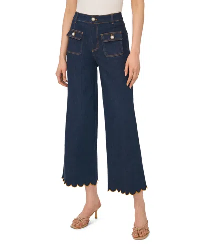 Cece Women's Scallop Hem Mid-rise Jeans In Purple