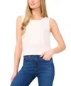 Cece Scalloped Pintuck Pleat Sleeveless Crepe Top In White