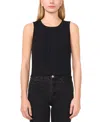 Cece Scalloped Pintuck Pleat Sleeveless Crepe Top In Black