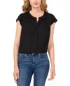 Cece Women's Scalloped Cap Sleeve Blouse In Rich Black