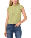 Cece Women's Scalloped Flutter-sleeve Button-down Blouse In Epsom