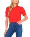 Cece Women's Scalloped Puff-sleeve Button-front Blouse In Red