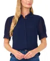 Cece Scallop Trim Button-up Shirt In Classic Navy