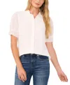 Cece Scallop Trim Button-up Shirt In White